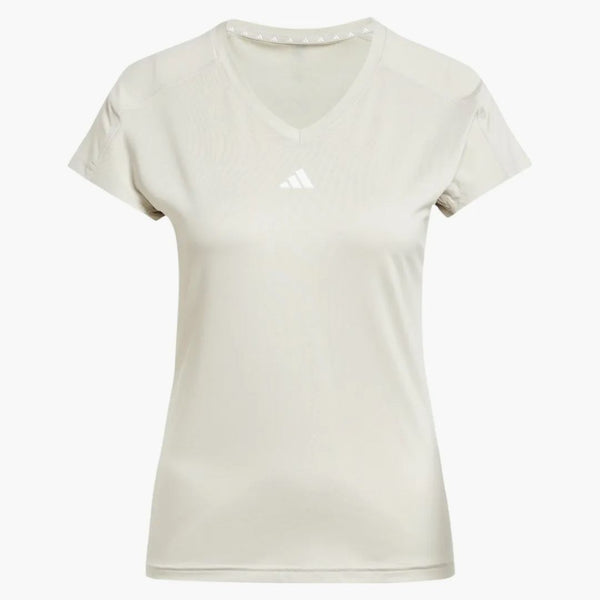 Adidas Women's Aeroready Train Essentials Minimal Branding V-Neck T-Shirt Wonder Alumina/White