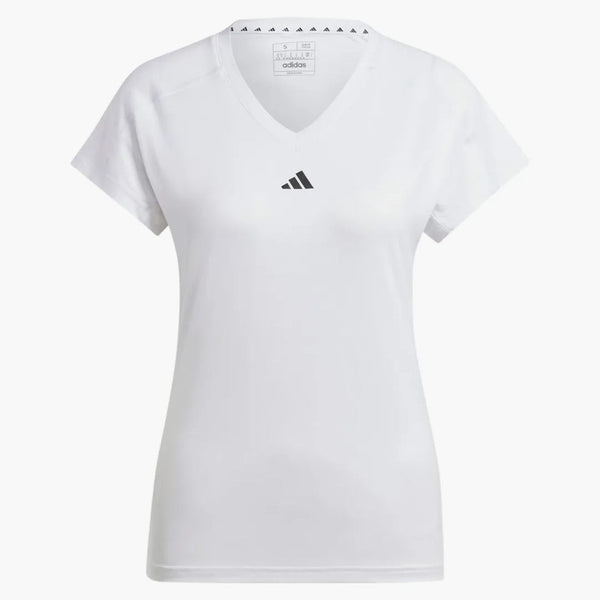 Adidas Women's Aeroready Train Essentials Minimal Branding V-Neck Tee White