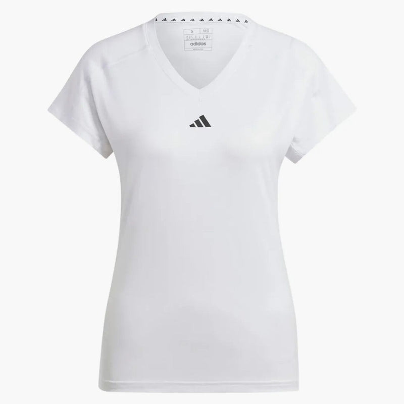 Adidas Women's Aeroready Train Essentials Minimal Branding V-Neck Tee White