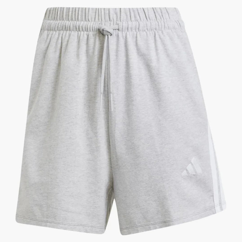 Adidas Women's Essentials 3-Stripes Cotton Shorts Light Grey Heather/White