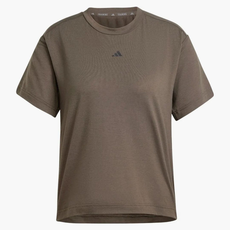 Adidas Women's Power Back-Cutout 3-Stripes T-shirt Shadow Olive