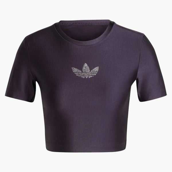 Adidas Women's Rhinestone Trefoil T-shirt Aurora Black