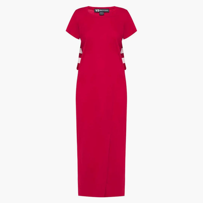 Adidas Y-3 Women Stripe Dress Red/Chili Pepper