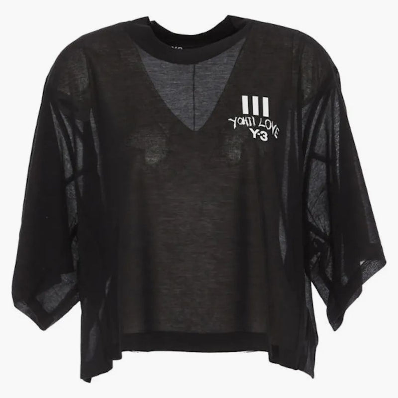 Adidas Y-3 Women Yohji Love Sheer Short Sleeve Tea Black