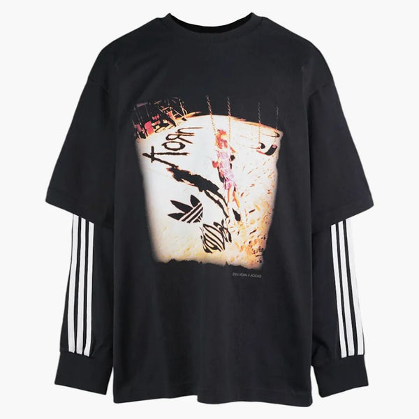 【美品/XL】 x Korn Long Sleeve T-shirt adidasxKoRnLongsleeveBlack_gra