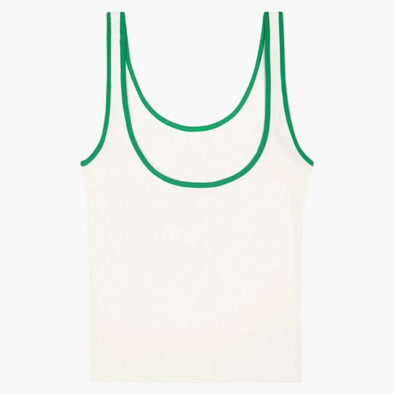 Adidas x Sportty & Rich Ribbed Tank Off White/Court Green