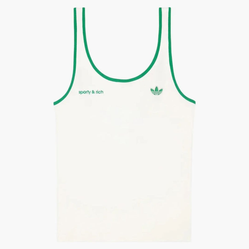 Adidas x Sportty & Rich Ribbed Tank Off White/Court Green