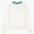 Adidas x Sporty & Rich V-Neck svetr z bílé/soud zelená