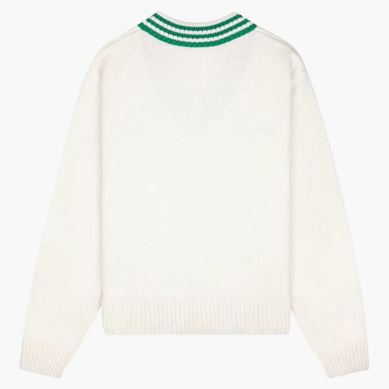 Adidas X Sporty & Rich V-Neck-villapaita valkoisesta/tuomioistuimesta vihreä