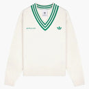 Adidas x Sporty & Rich V-Neck svetr z bílé/soud zelená
