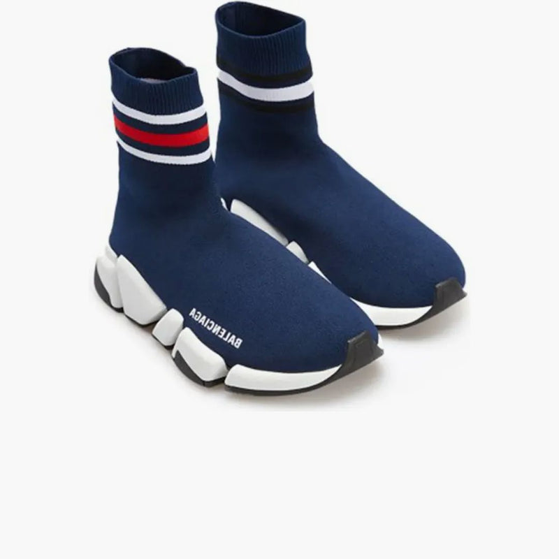 Balenciaga Speed ​​2.0 Striped Navy Blue Black White (Women's)