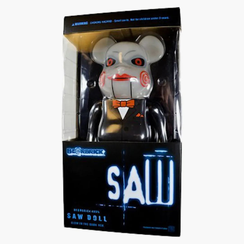 Bearbrick X Saw Doll Glow in the Dark version 400% Black