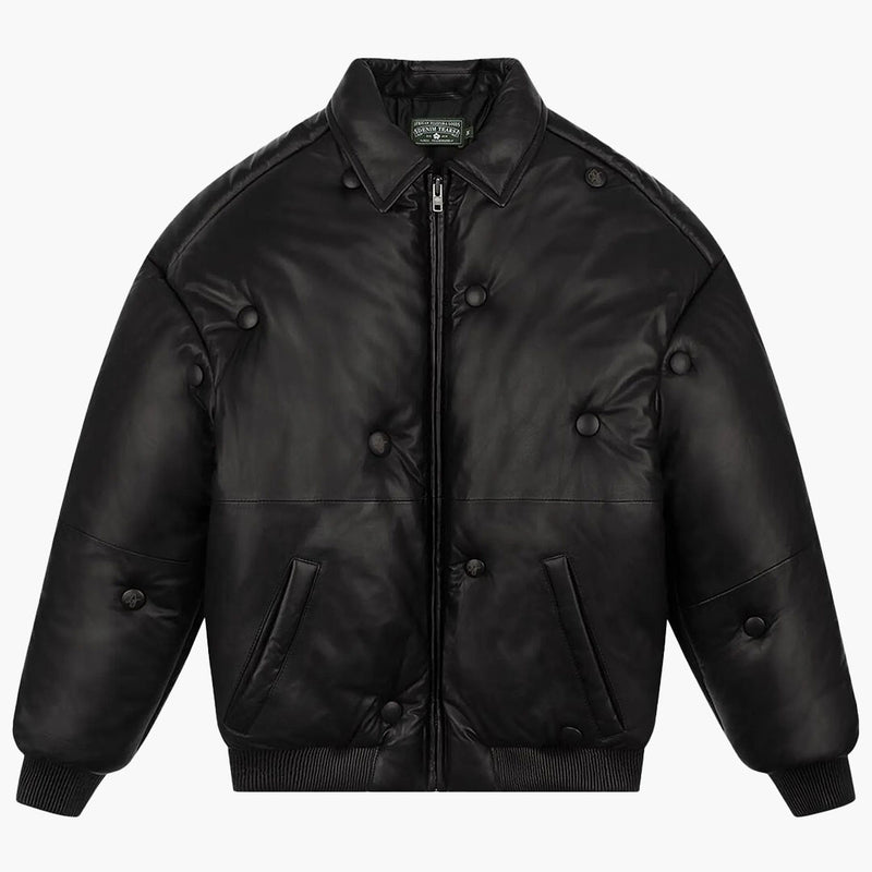 Denim Tears Sofa Leather Puffer Jacket Black