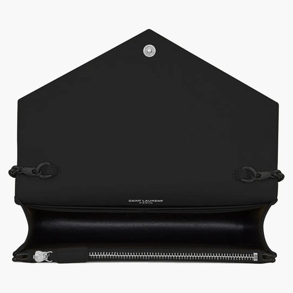 Saint Laurent -kuvertkedjan Wallet Grain de Poudre Black