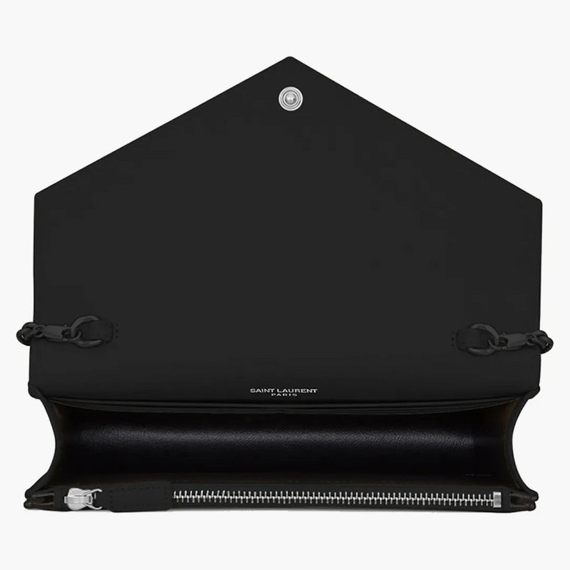 Saint Laurent -kuvertkedjan Wallet Grain de Poudre Black