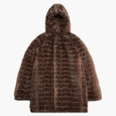 Supreme Faux Fur Hooded Coat Brown