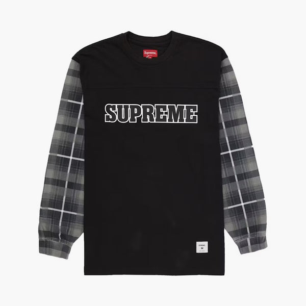 Supreme Plaid Sleeve L/s Tee Black