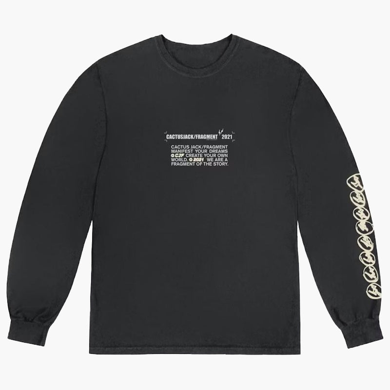 Travis Scott Cactus Jack For Fragment Logo L/s T-shirt Washed Black
