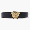 Versace Palazzo Belt with Medusa Buckle Gold-Tone Black