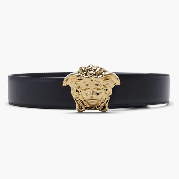 Versace Palazzo Cintura con fibbia Medusa Black tono in oro
