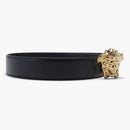 Versace Palazzo Belt with Medusa Buckle Gold-Tone Black