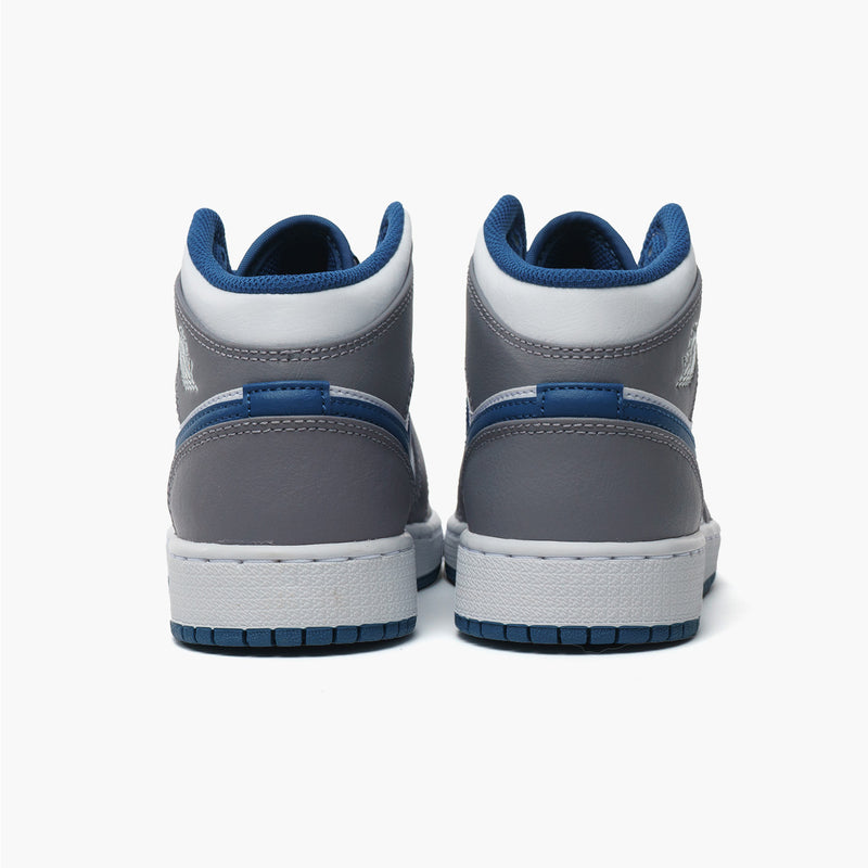 Air Jordan 1 Mid True Blue Cement (GS) Rückansicht