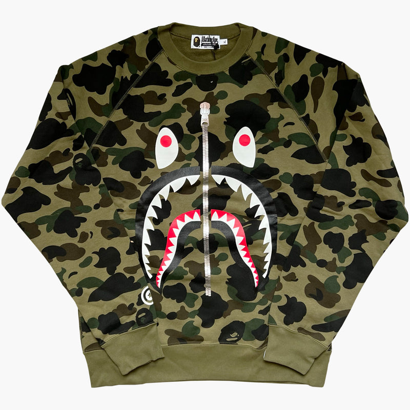 Bape 1st Camo Shark Crewneck Green Camo