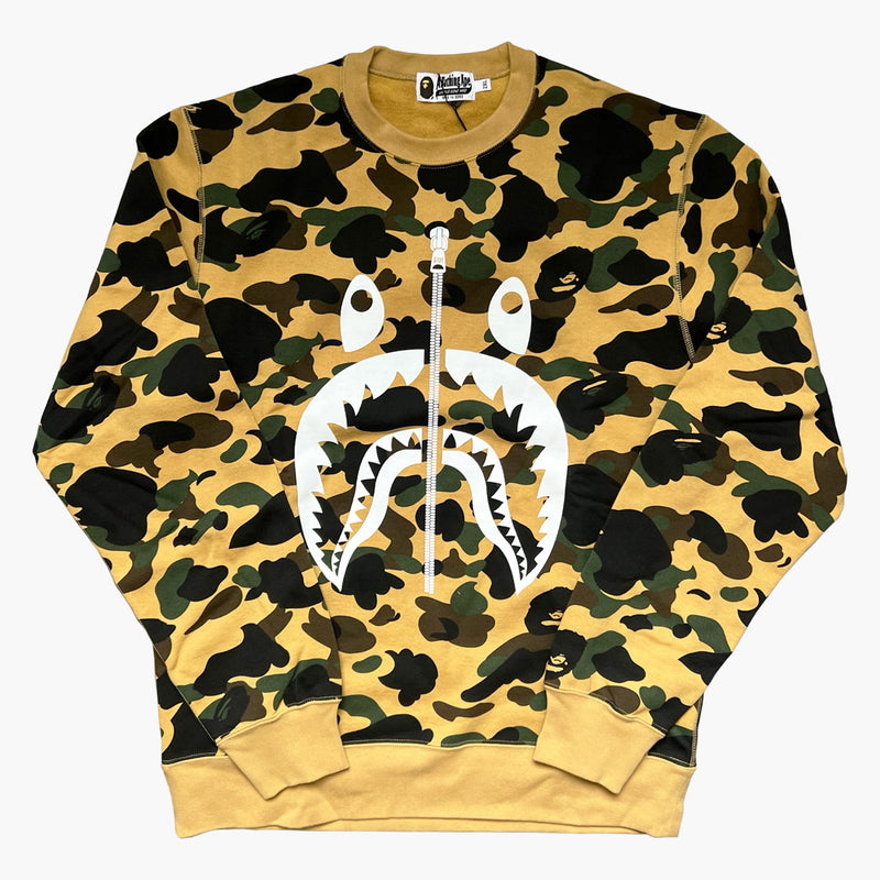 Bape 1st Camo Shark Crewneck Yellow Camo