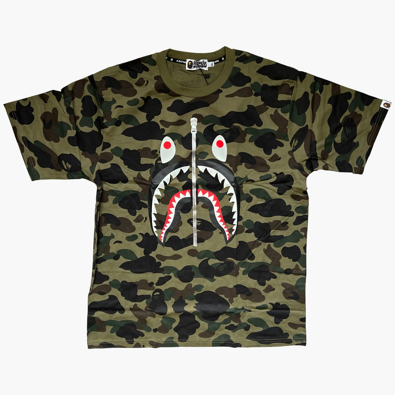 Bape 1st Camo Shark Tee Green Camo