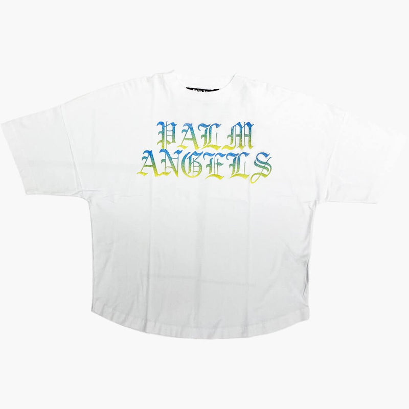 Palm Angels Hue gotické logo přes tričko