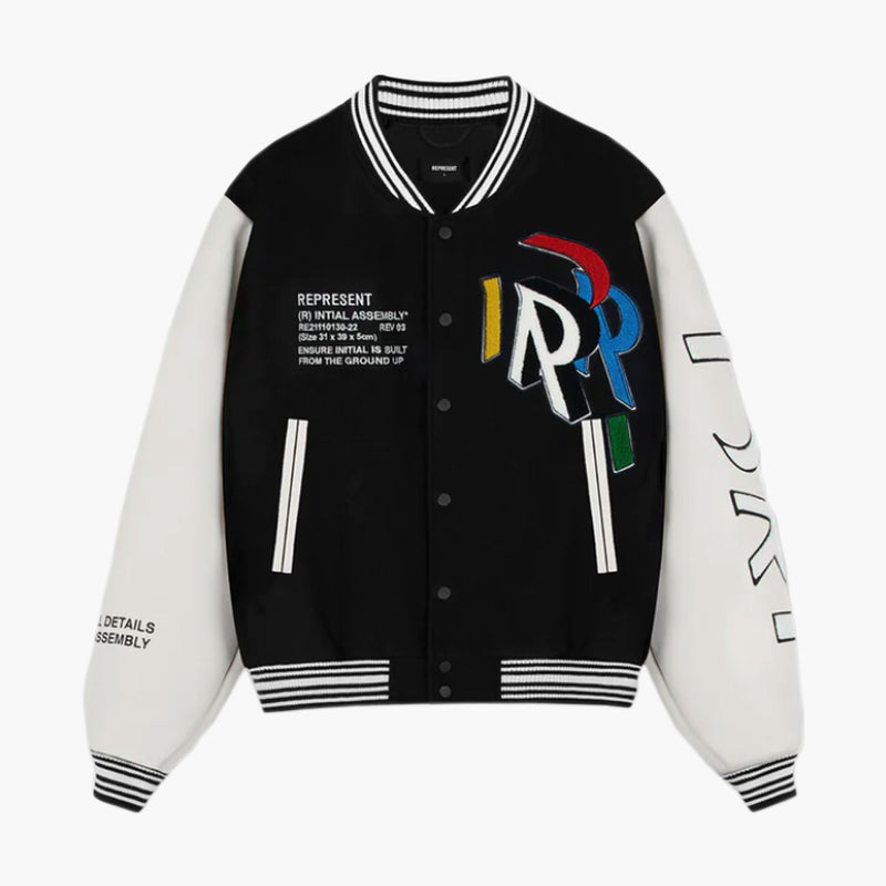 Represent Initial Varsity Jacket Jet Black