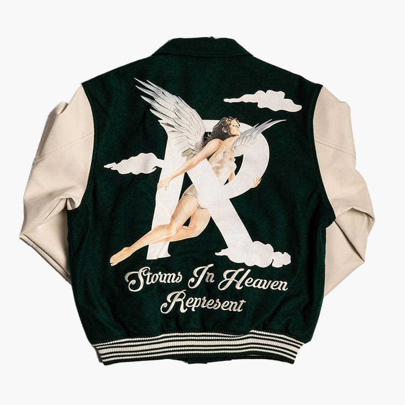 Represent Storms In Heaven Varsity Jacket Racing Green Rückseite