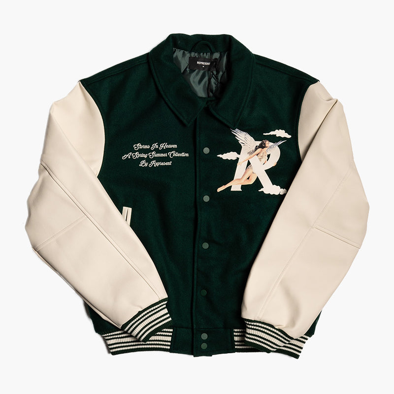 Represent Storms In Heaven Varsity Jacket Racing Green