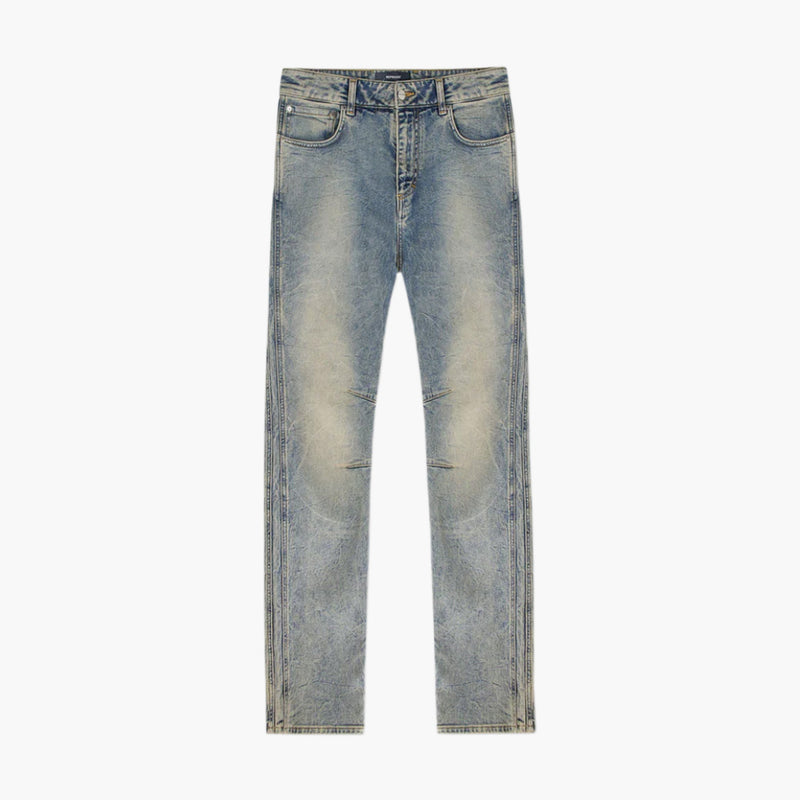 Rappresenta la crema blu jeans in denim gamba dritta
