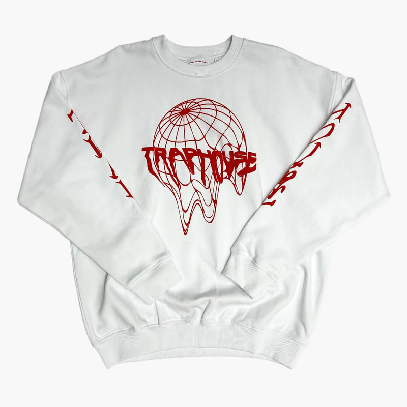 TRAPHOUSE LOGO CREWNECK WHITE